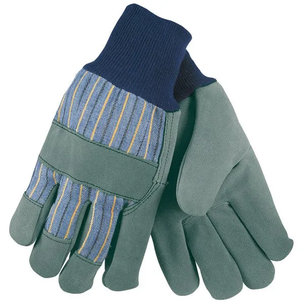 1420A MCR Safety Cowhide Leather Palm Gloves, Large, Leather, Knit Wrist Cuff