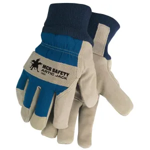 1956L MCR Safety Artic Jack Leather Palm Gloves, Large, Leather, Blue
