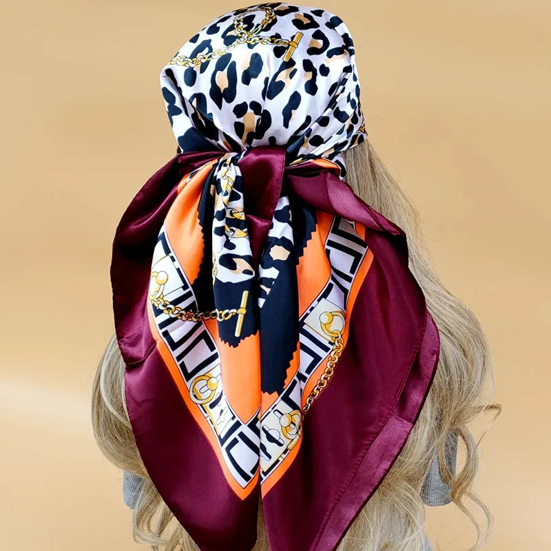 90*90CM Shawls Fashion Beach Sunscreen Silk Scarves 2023 Europe And America Kerchief Popular Print Square Bandannas