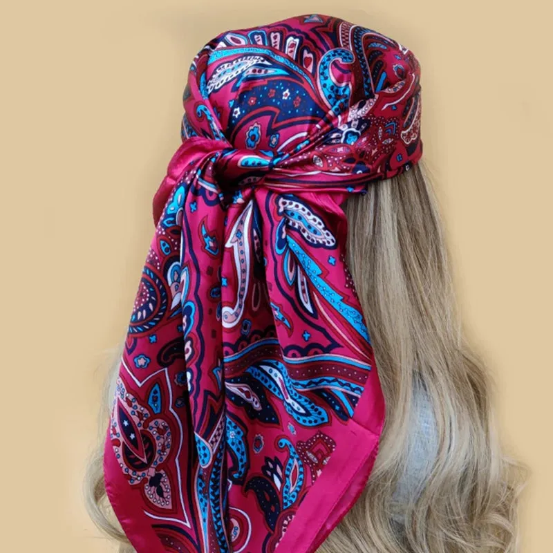 90*90CM Shawls Fashion Beach Sunscreen Silk Scarves 2023 Europe And America Kerchief Popular Print Square Bandannas