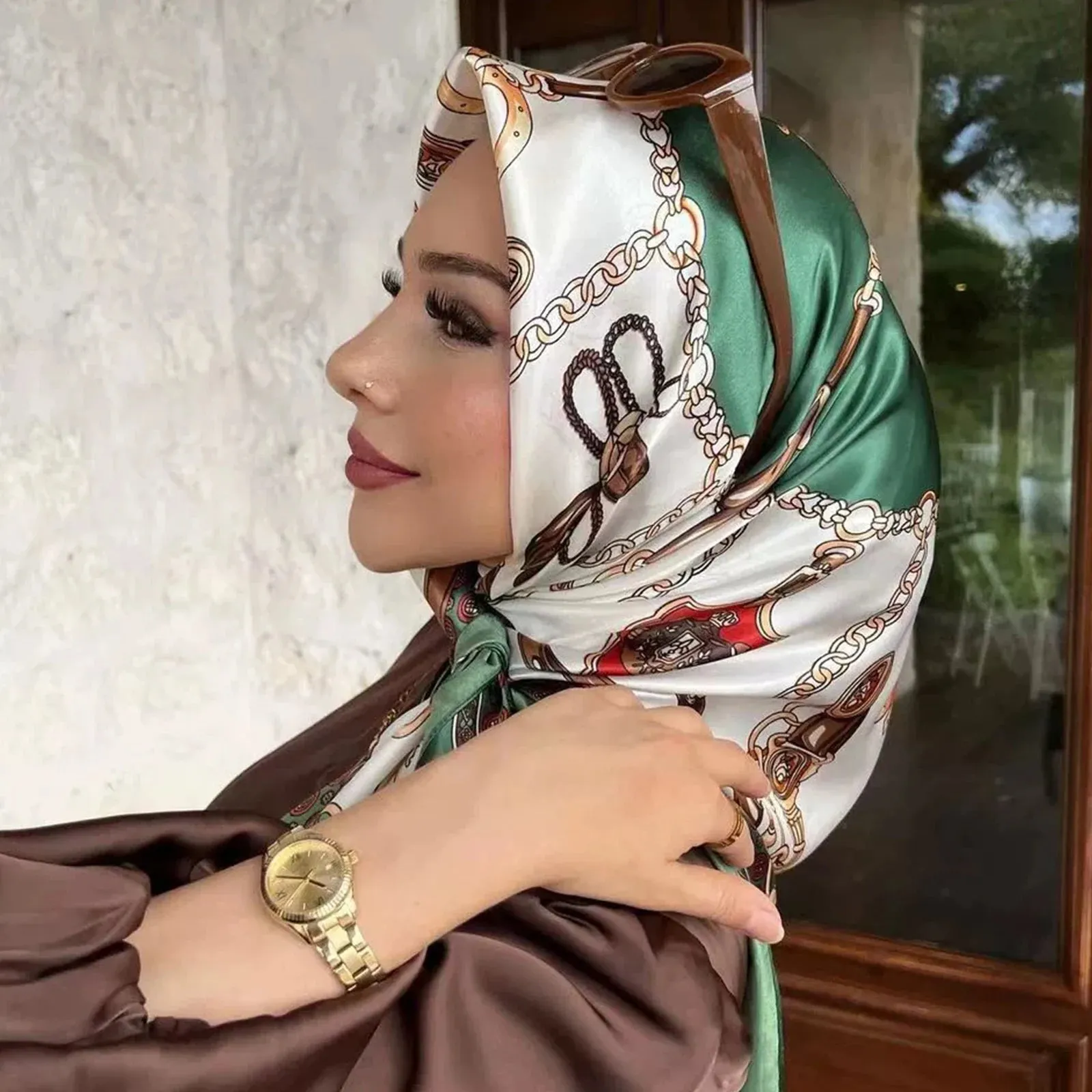 90*90CM Shawls Fashion Beach Sunscreen Silk Scarves 2023 Europe And America Kerchief Popular Print Square Bandannas