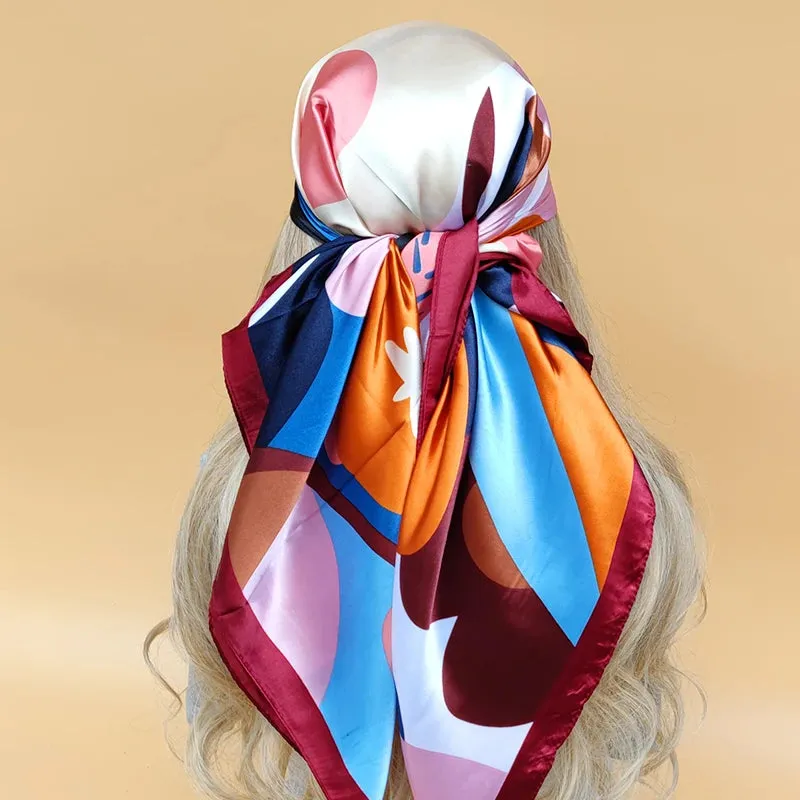 90*90CM Shawls Fashion Beach Sunscreen Silk Scarves 2023 Europe And America Kerchief Popular Print Square Bandannas