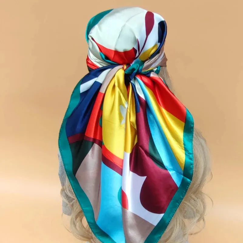 90*90CM Shawls Fashion Beach Sunscreen Silk Scarves 2023 Europe And America Kerchief Popular Print Square Bandannas