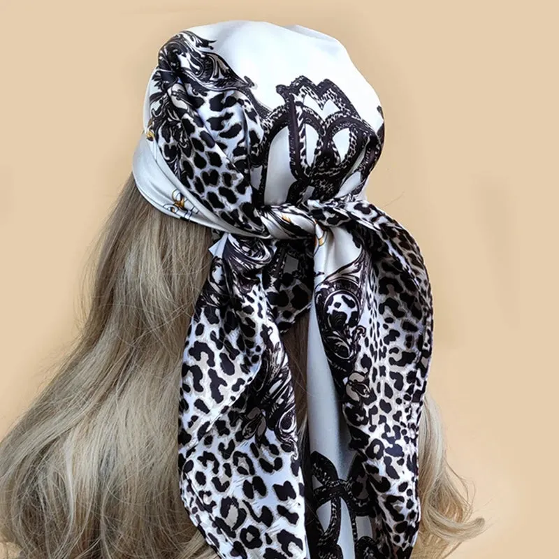 90*90CM Shawls Fashion Beach Sunscreen Silk Scarves 2023 Europe And America Kerchief Popular Print Square Bandannas
