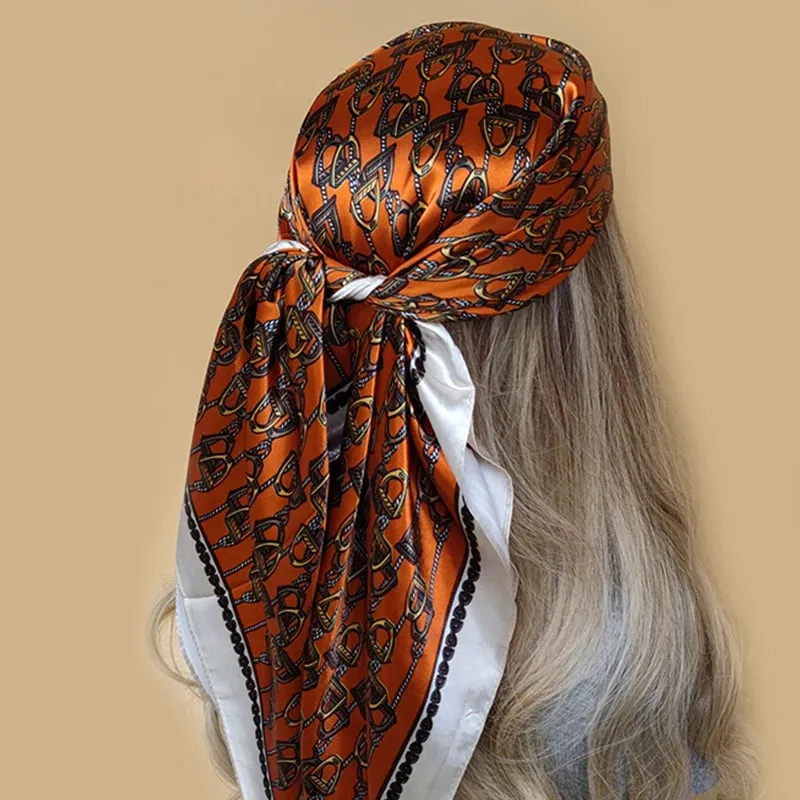 90*90CM Shawls Fashion Beach Sunscreen Silk Scarves 2023 Europe And America Kerchief Popular Print Square Bandannas