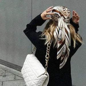 90*90CM Shawls Fashion Beach Sunscreen Silk Scarves 2023 Europe And America Kerchief Popular Print Square Bandannas