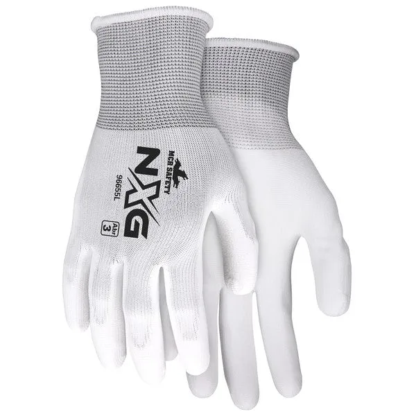 96655XL MCR Safety Memphis Gloves, X-Large, Polyester, White, Knit Wrist Cuff