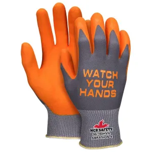 96790HVIS MCR Safety 15 Gauge Gloves, Small, Nylon, Orange, Knit Wrist Cuff