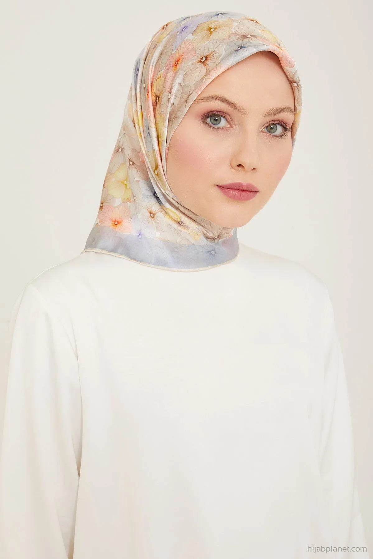 Armine Hydrangea Print Silk Scarf #36