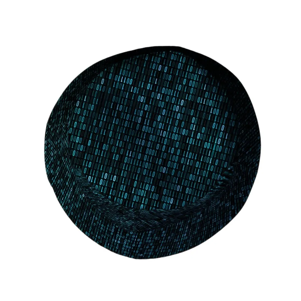 Binary Computer 1s and 0s Teal Black Bucket Hat
