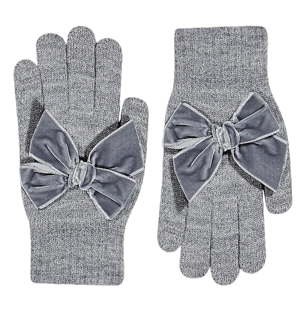 Condor Grey gloves with velvet bow