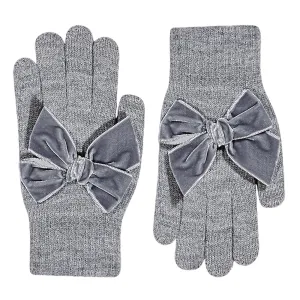 Condor Grey gloves with velvet bow