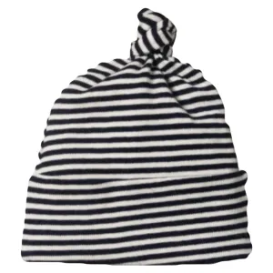 Cotton Knotted Beanie - Navy Stripe