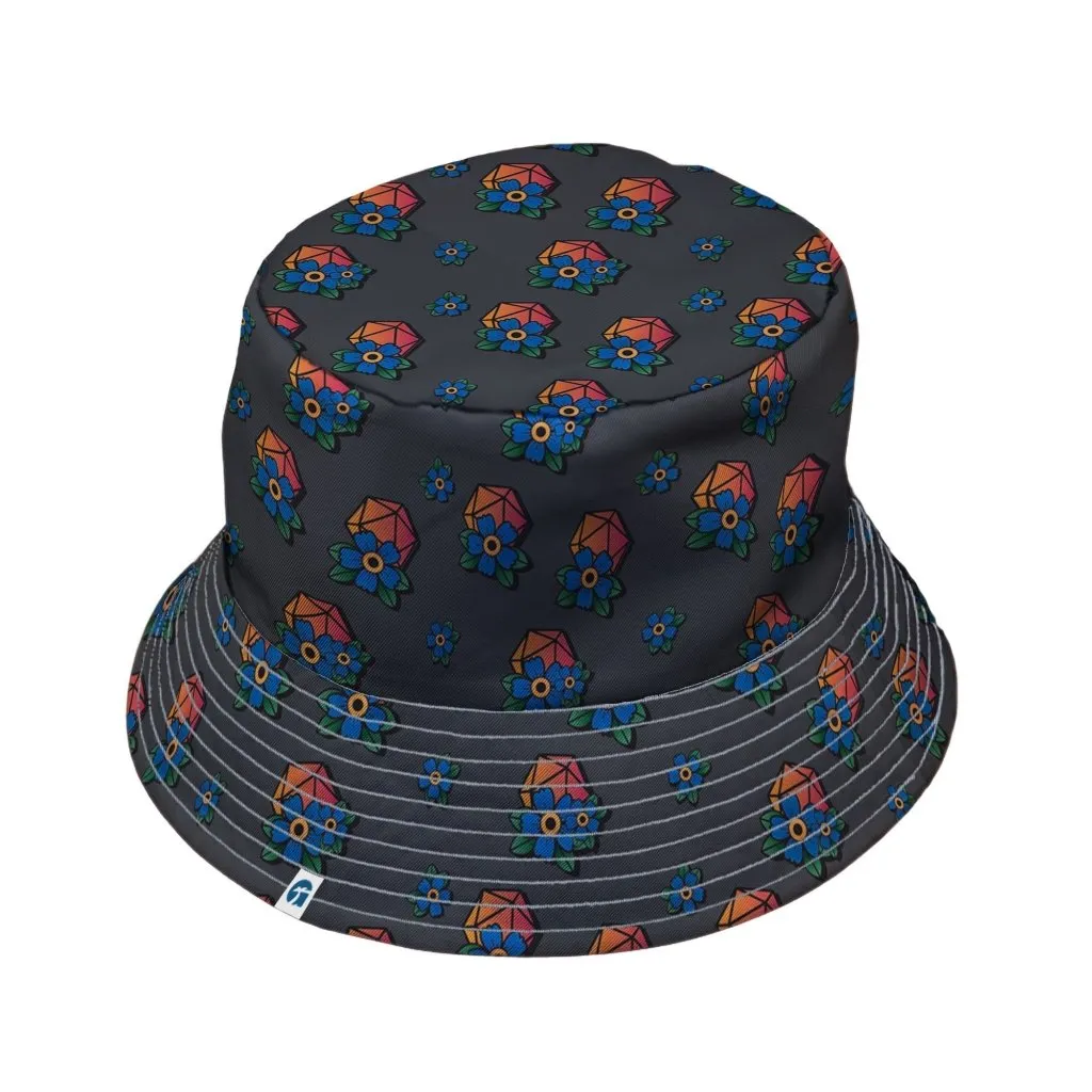 D20 Floral Hawaiian Gray Bucket Hat