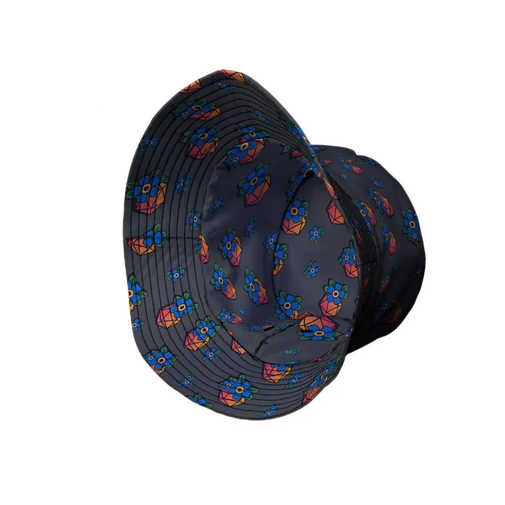 D20 Floral Hawaiian Gray Bucket Hat