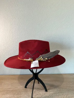 Dark Red Mountain Fedora Hat