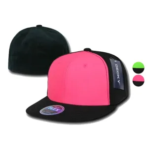 Decky Blank Retro Neon Flat Bill Flex Fit Fitted Baseball Hats Caps