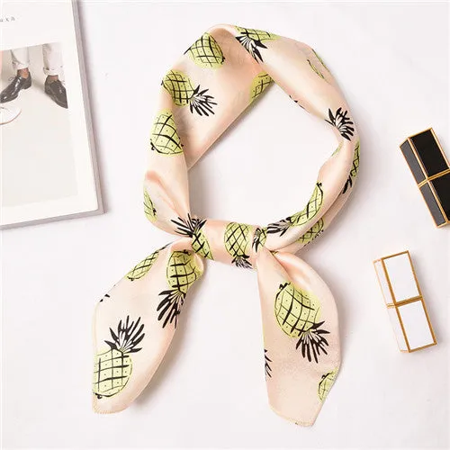 Geometric apple pineapple pattern the new hot Japanese and Korean cute simple elegant  fashionable elegant scarf headkerchief
