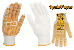 Ingco HGVK05 Knitted & PVC Dots Gloves 10"