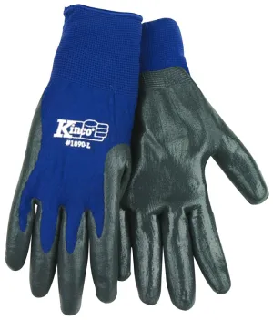 Kinco 1890-M High-Dexterity Work Gloves, Men's, M, Knit Wrist Cuff, Nitrile Coating, Nylon Glove, Gray/Navy Blue :PR: QUANTITY: 1