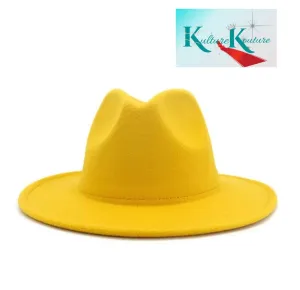 Solid Yellow Unisex Fedora Hat