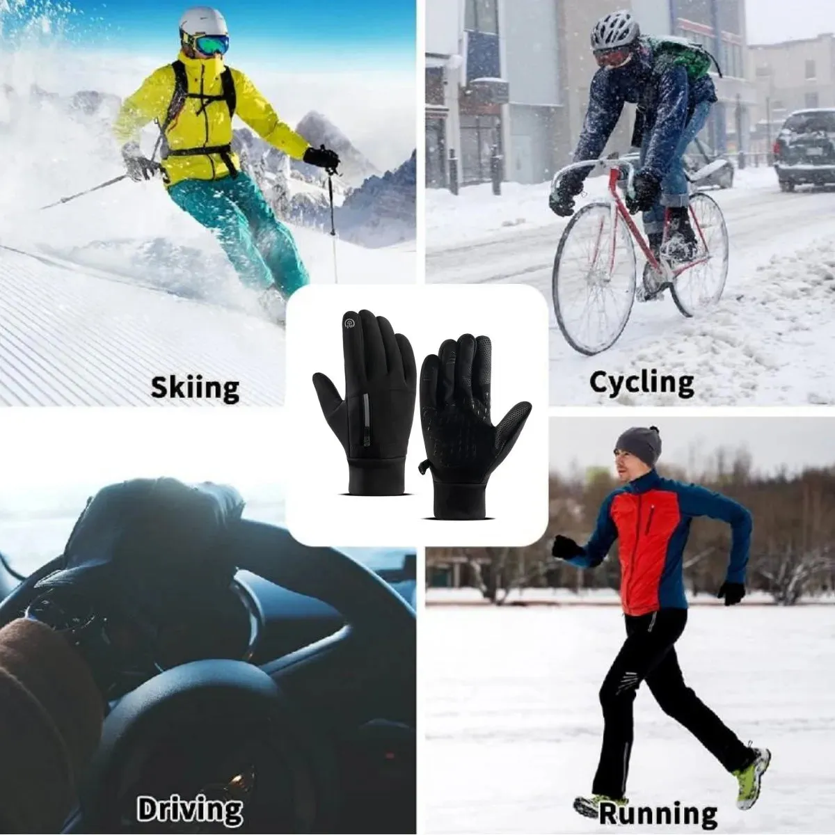 Winter Gloves Waterproof Thermal Sport Glove for Men Women for Running Cycling Driving Ski Hiking Warm Glove for Work